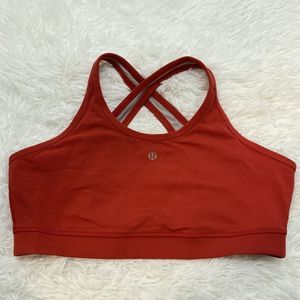 Lululemon Sports Bra Cross Back Bralette Red Full Coverage Yoga Workout